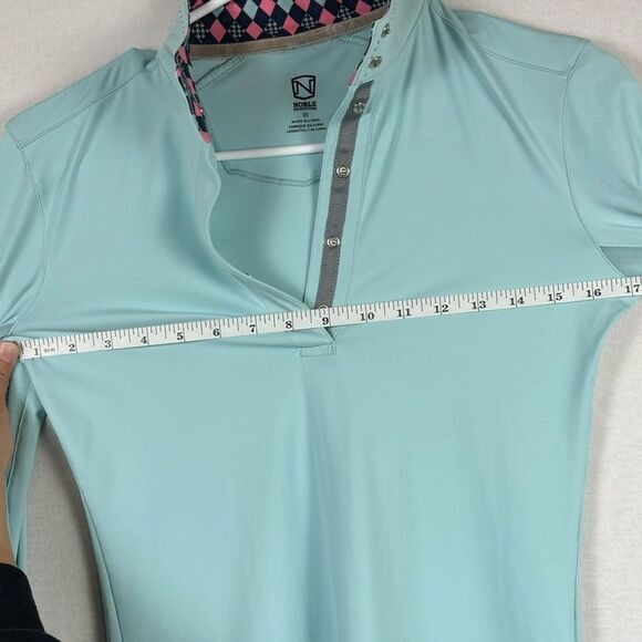 Noble Outfitters Allison Equestrian Show Shirt XS Turquoise Pink NWT - Picture 10 of 11